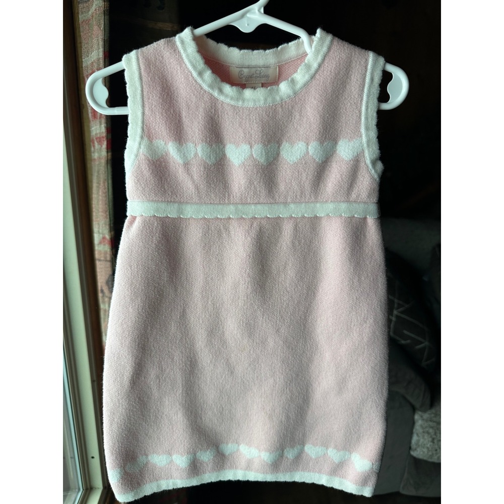 CYGNET LIVING‎ Toddler Girls Vintage Inspired Baby Pink Knit Heart Dress | SZ 4T